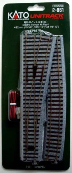 Kato 2861 HO Scale UniTrack #6 Remote Right-Hand Turnout