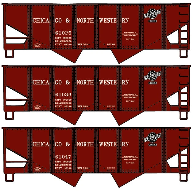 Accurail 24254 HO Scale USRA 55 Ton 2 Bay Open Hopper Kit 3 Pack CNW - NOS 3 Accurail 24254 HO Scale USRA 55 Ton 2 Bay Open Hopper Kit 3 Pack CNW - NOS