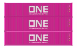 Athearn 16388 HO Scale 40' Low Cube Container Ocean Network Express ONE TLLU 3 Pack #2