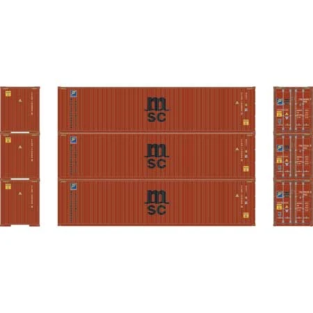Athearn 27042 HO Scale 40' High Cube Container MSC/Florens 3 Pack 4 Athearn 27042 HO Scale 40' High Cube Container MSC/Florens 3 Pack - Image 2