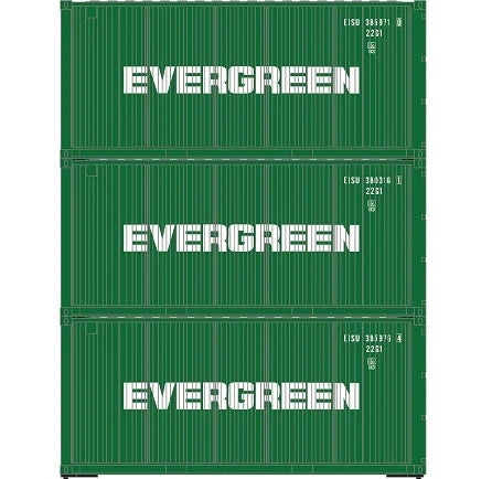 Athearn 27786 HO Scale 20' Intermodal Corrugated Container Evergreen EISU 3-Pack #2 3 Athearn 27786 HO Scale 20' Intermodal Corrugated Container Evergreen EISU 3-Pack #2