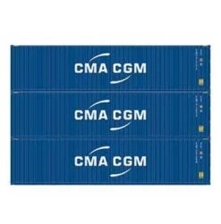 Athearn 28371 HO Scale 40' High Cube Container CMA-CGM ECMU 3 Pack