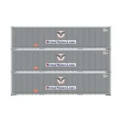 Athearn 63389 HO Scale 40' Smoooth Side Container United States Line USLU 3 Pack #1