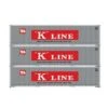 Athearn 63394 HO Scale 40' Smooth Side Container K Line KKLU 3 Pack #2 -Bachmann Store athearn 63394 ho scale 40 smooth side container k line kklu 3 pack 2