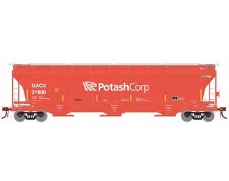 Athearn Genesis G89949 HO Scale Trinity 3 Bay Covered Hopper Potash Corp GACX 31900 3 Athearn Genesis G89949 HO Scale Trinity 3 Bay Covered Hopper Potash Corp GACX 31900