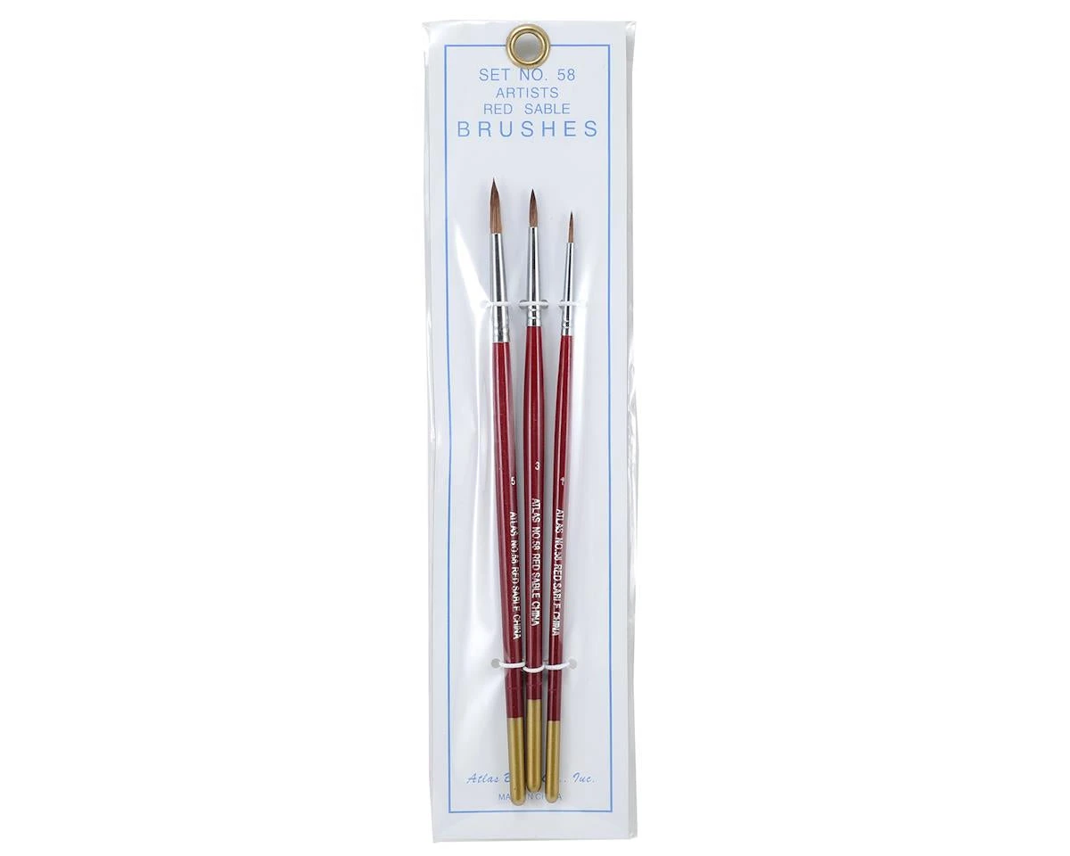 Atlas Brush 58 1,3,5 Red Sable Detailing Paintbrushes 3 Pack 4 Atlas Brush 58 1,3,5 Red Sable Detailing Paintbrushes 3 Pack - Image 2
