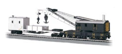 Bachmann 16149 HO Scale Crane Car With Boom Tender Black And Silver Unlettered