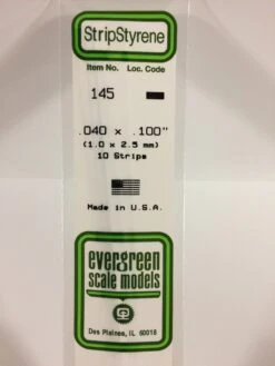 Evergreen Scale Models 145 Strip Styrene .040 X .100 (10 Pack)