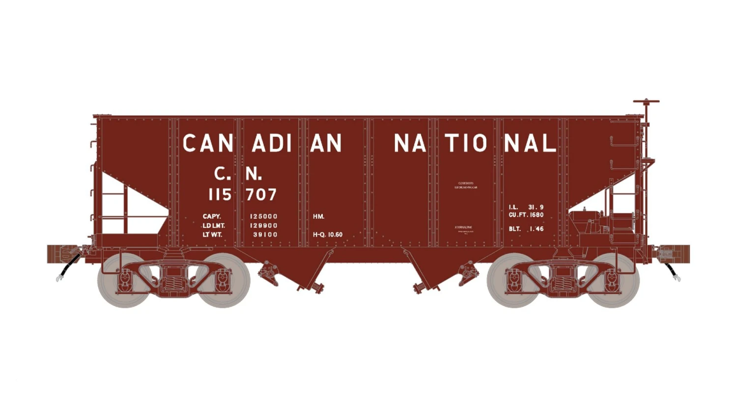 Fox Valley Models 15010 HO Scale USRA 55-Ton 2-Bay Open Hopper Canadian National CN 116023 4 Fox Valley Models 15010 HO Scale USRA 55-Ton 2-Bay Open Hopper Canadian National CN 116023 - Image 2