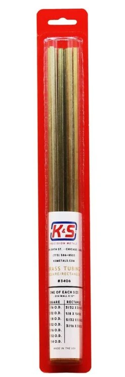 K&S Engineering 3406 1/16" - 1/4"x12" Rectangle Brass Tubing Assortment (11 Pieces) -Bachmann Store k s engineering 3406 1 16 1 4x12 rectangle brass tubing assortment 11 pieces