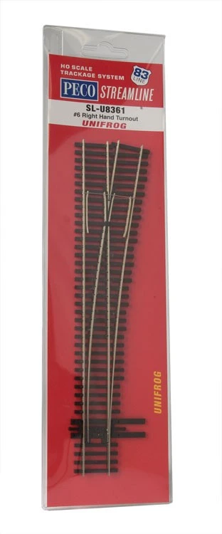 Peco SLU-8361 HO Scale Code 83 #6 Unifrog Right Hand Turnout 3 Peco SLU-8361 HO Scale Code 83 #6 Unifrog Right Hand Turnout