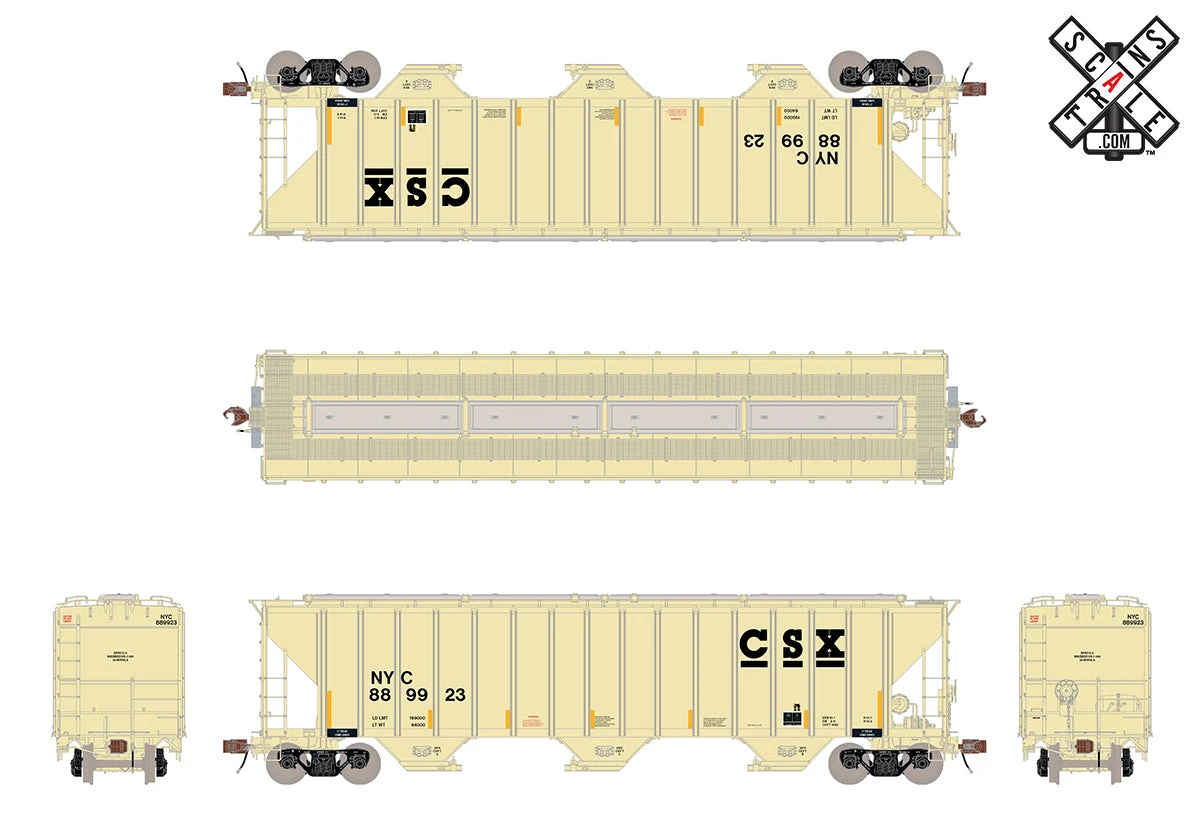 ScaleTrains 33035 HO Scale Rivet Counter PS-2CD 4785 Covered Hopper CSX / NYC 889923 4 ScaleTrains 33035 HO Scale Rivet Counter PS-2CD 4785 Covered Hopper CSX / NYC 889923 - Image 2