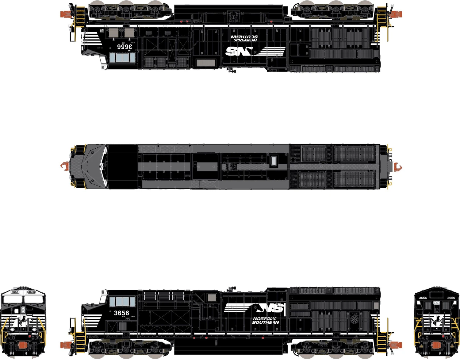 ScaleTrains Operator 10987 N Scale GE ET44AC Tier 4 Diesel "Horsehead" NS 3673 With DCC 5 ScaleTrains Operator 10987 N Scale GE ET44AC Tier 4 Diesel "Horsehead" NS 3673 With DCC - Image 3
