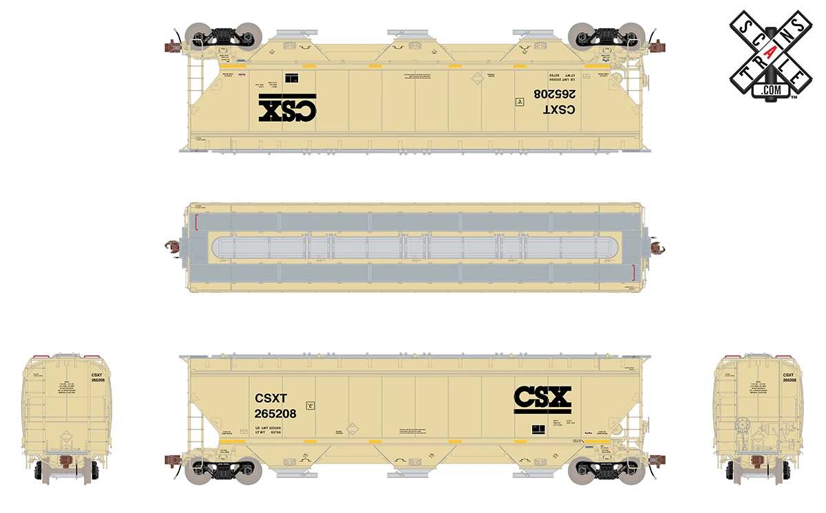 ScaleTrains Rivet 33313 HO Scale Gunderson 5188 Covered Hopper CSXT 265272 4 ScaleTrains Rivet 33313 HO Scale Gunderson 5188 Covered Hopper CSXT 265272 - Image 2