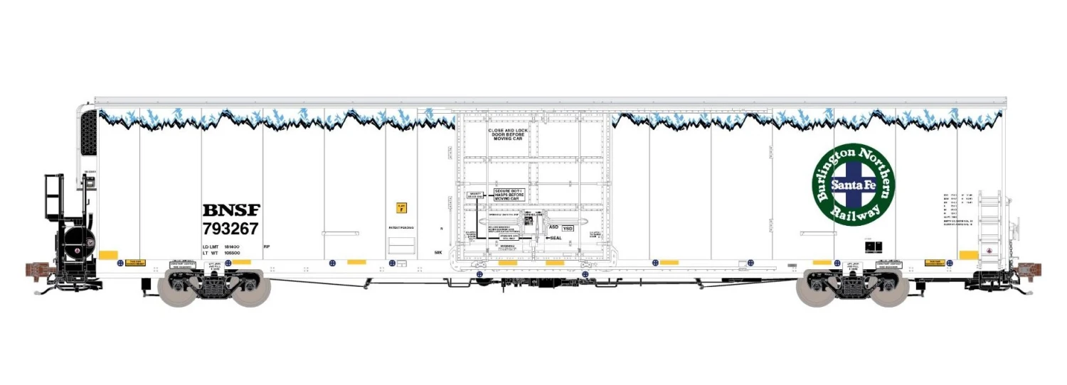 ScaleTrains Rivet 38921 HO Scale 82’ 7883 Reefer (Early Thermo King) BNSF 793274 3 ScaleTrains Rivet 38921 HO Scale 82’ 7883 Reefer (Early Thermo King) BNSF 793274