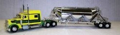 Trucks N Stuff SPEC013 Yellow/Green 389 Peterbuilt With Chrome Pneumatic Bulk Trailer