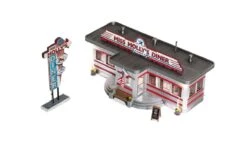 Woodland Scenics BR5066 HO Scale Built Up Structure - Miss Molly's Diner With LED Lighting -Bachmann Store woodland scenics br5066 ho scale built up structure miss mollys diner with led lighting