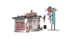 Woodland Scenics BR5066 HO Scale Built Up Structure - Miss Molly's Diner With LED Lighting -Bachmann Store woodland scenics br5066 ho scale built up structure miss mollys diner with led lighting 6